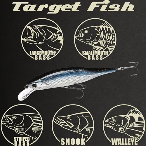 LUCKY CRAFT Lightning Pointer 98XR, Freshwater Bass Fishing Lures and Walleye Fishing Lures, 4" Slow Sinking Jerkbait, 6-7ft Depth, Largemouth Smallmouth, Tournament Fishing Gear - color: 052 Aurora Black