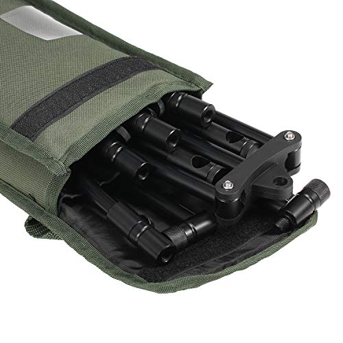 Karlak Detachable Fishing Rod Stand Buzz Bar Pole Rest Head Folding Retractable Fishing Rod Holder with Carry Bag