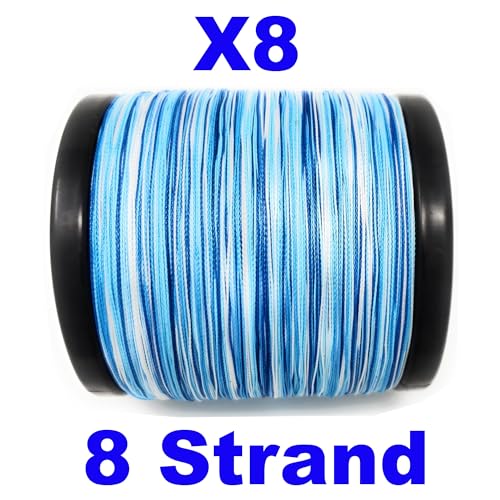 Reaction Tackle Braided Fishing Line - Pro Grade Power Performance for Saltwater or Freshwater Fish - Colored Fishing Line Braid for Extra Visibility - color: X8 Blue Camo, size: 15 Lb (300 Yards)