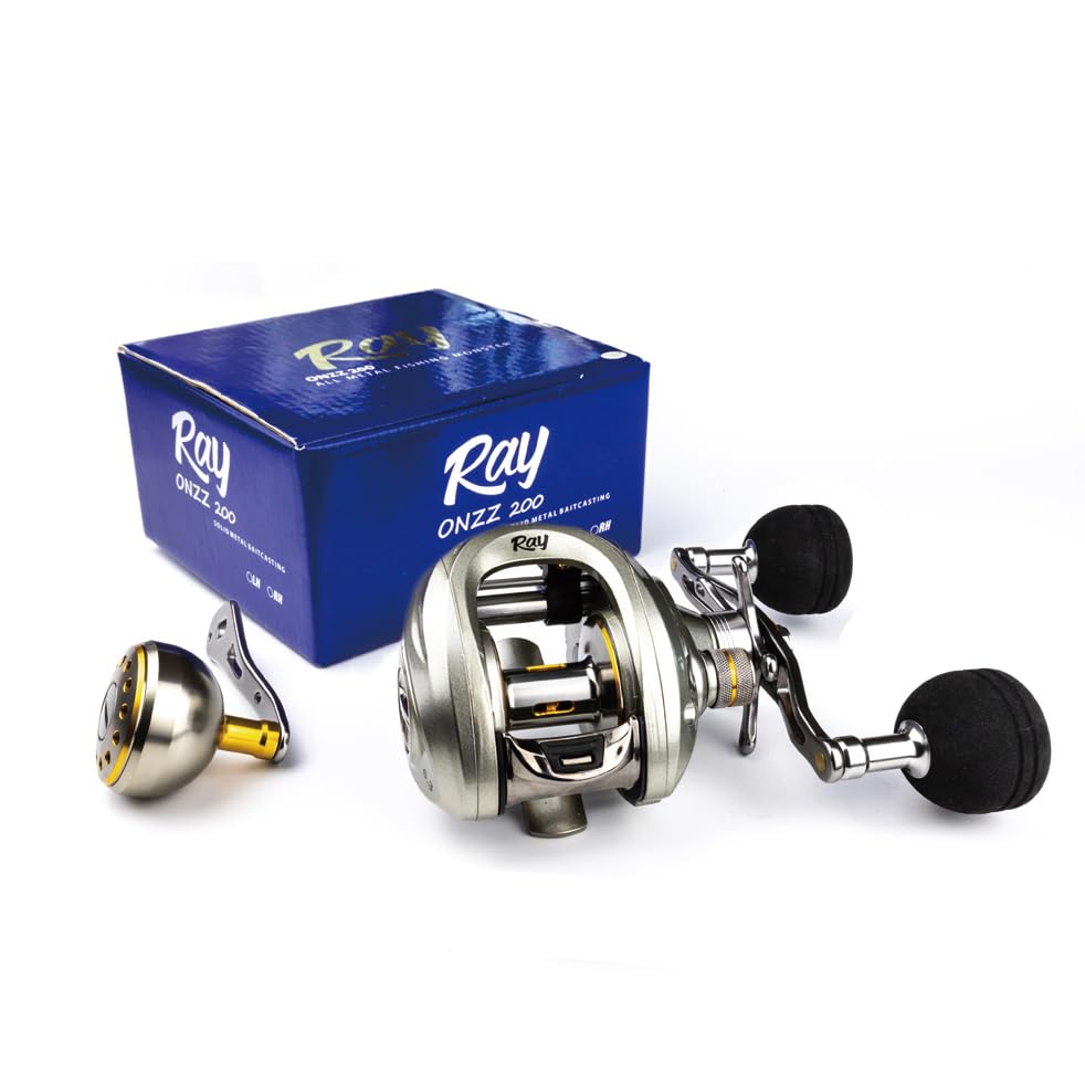Onzz 200RH Baitcast Reel,Baitcasting Fishing Reel, 9.5 oz Ultra Lightweight, Ultra Smooth 8KGS Max Drag, 6.3:1 Gear Ratio, 10 + 1 MaxiDur Double Shielded Ball Bearings