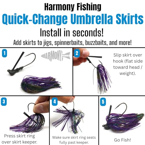Harmony Fishing – Quick Change Umbrella Skirts for Fishing Jigs, Spinnerbaits, Buzzbaits, Lures, Baits (10 Pack) - color: Pink/White