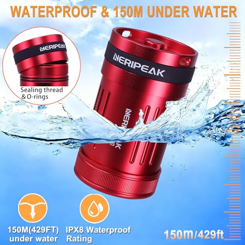 Waterproof Car Key FOB Container, Case, Aluminum Dry Box Holder for Scuba Diving and Watersports Credit Card, Pills, EDC, Kayak Raft Fish Camp Rated to 429ft - color: Red