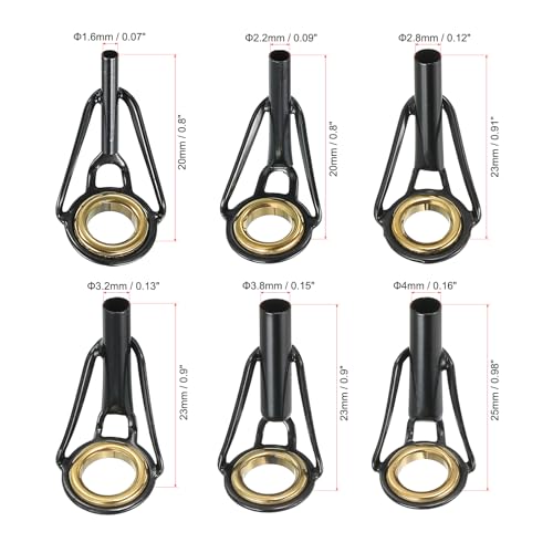 PATIKIL Fishing Rod Tip Repair Kit Stainless Steel Pole Ring Guide Replacement for Saltwater Freshwater Fishing - color: Golden, size: 1.6-4mm