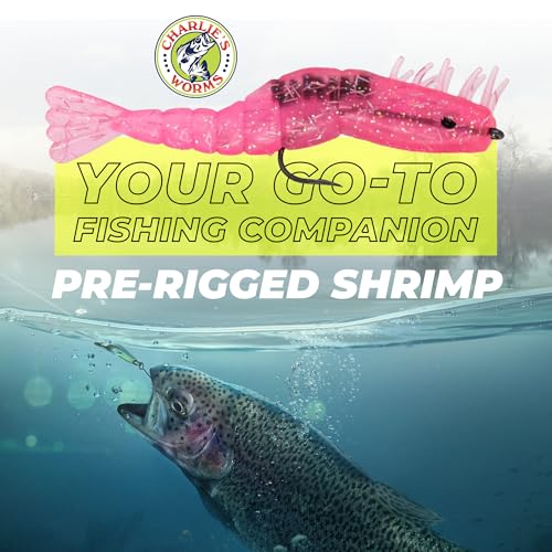 Charlie's Worms Artificial Fishing Bait Charlie's Shrimp Trio Freshwater Saltwater Bass Fishing Lures Scented Soft Bait 3pk - color: Mean Green