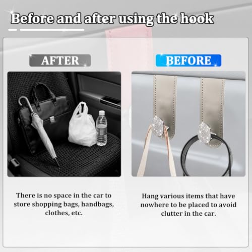 Zpana 2PCS Bling Car Co-Pilot Glovebox Hook, Crystal Rhinestone Vehicle Passenger Seat Hanger for Purse Handbag Umbrella, Automotive Glove Box Storage Organizer, Universal for Truck SUV Van (Beige) - color: Beige