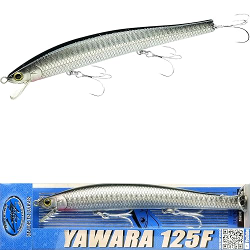 Lucky Craft FlashMinnow 125 YAWARA Saltwater Fishing Lure, Jerkbait for Halibut and Sea Bass, Long Casting Fishing Gear, Slow Sinking 5in 0.7oz, Tackle Box and Fish Accessories - color: 7775 Super Glow Zebra Metallic Anchovy, size: 125F, style: With Scale
