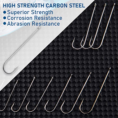 Dr.Fish 100 Pack Aberdeen Hooks Freshwater Fishing Hooks, Extra Long Shank Light Wire, Crappie/Bass/Bream/Bluegill/Panfish Fishing - size: #1-100 Pack
