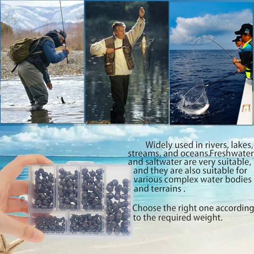 250/180Pcs Split Shot Fishing Weights Sinkers, Round Open Mouth Design Fishing Weight Clip on Sinker Weight Freshwater Saltwater Fishing Accessories Gift for Fishing Lovers - color: 250pcs - 0.02oz/0.04oz/0.07oz/0.09oz/0.11oz/0.14oz