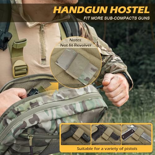 Tactical Chest Pack Bag Molle EDC Pouch Bag with CCW Compartment Adjustable Strap Workouts Fishing Hunting - color: Camouflage