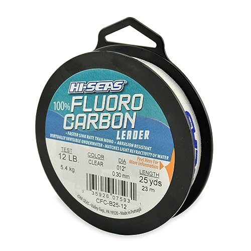 HI-SEAS 100% FLUOROCARBON Fishing LINE Leader - Clear Invisible Leader UNDETECTABLE to Fish, Fast Sinking 6LB-400LB - style: 0.012 in / 0.30 Mm, 12 Lb, 25 Yd