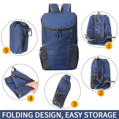 Portable Foldable Backpack Folding Mountaineering Bag, Ultralight Outdoor Cycling Rucksack, Travel Hiking Knapsack (Orange) - color: Orange