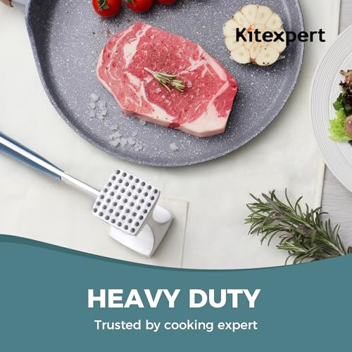 KITEXPERT Meat Tenderizer Hammer with Comfortable-Grip Handle, Dual-side Mallet for Kitchen, Heavy Duty Pounder For Tenderizing Steak, Beef and Fish, Blue - color: Blue
