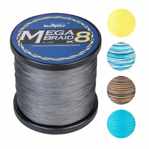 Braided Fishing Line, 8 Strands, Abrasion Resistant, No Stretch, Colored for Visibility, Saltwater/Freshwater - color: X8 Gray, size: 65LB (150 yards)