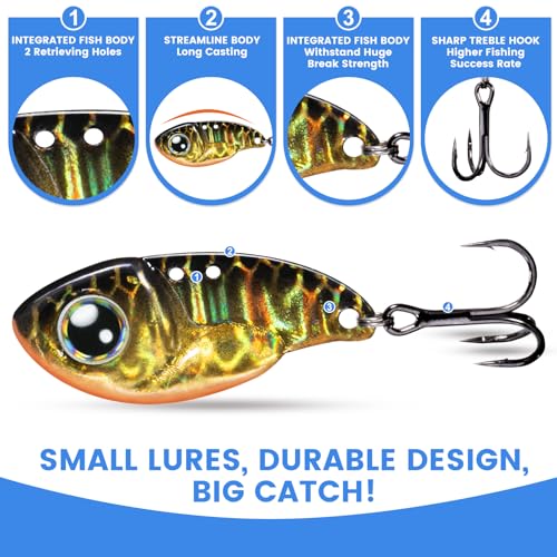 TRUSCEND Vibespinner Easy Catch Fishing Lures with BKK Hooks, Tail Spinner Baits with 4 Actions, Vibrating Swimming Flashing & Jigging for More Bites, Spoon Lures for Bass Trout Crappie Walleye Pike - color: C2-1/8oz-1"
