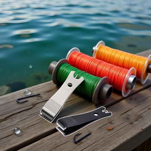 2 Pcs Fishing Line Cutter Nipper with Hook Eye Cleaner Pin Stainless Steel Scissors Cutting Tool Fishing Line Cutter Nipper with Hook Eye Cleaner Pin Multi Functional Accessories Hunting and