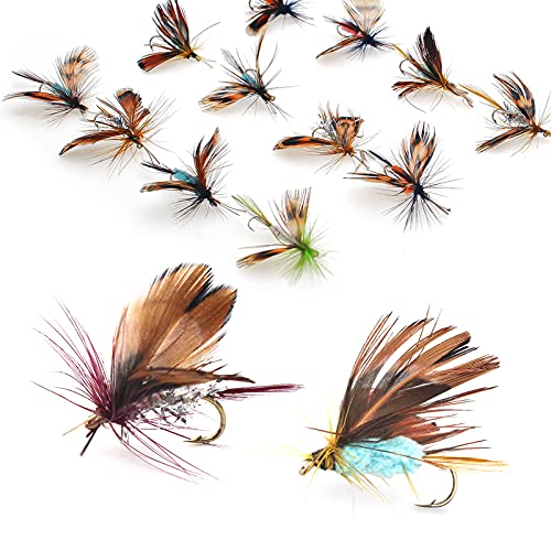 Fly Fishing Kit with Tackle Dry/Wet Fly Handcrafted Lures, Streamer for Trout, Bass, Salmon - color: 12pcs