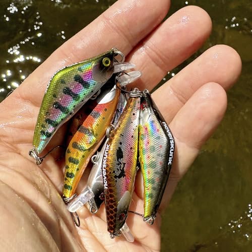 Wounded Duo Sampler 3 Pack – Ultralight Wobble Minnow Crankbait Fishing Lures (55mm & 50mm) – Wounded Series – Single Barb Hooks – Trout, Bass & Panfish Lures
