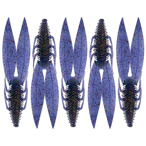 6th Sense – Bodega – Soft Plastic Creature Bait – Bass Fishing – Twin Ridge Tail Action – Multiple Sizes – Made in the USA - color: Junebug Red, size: 6.5in (5/pk)