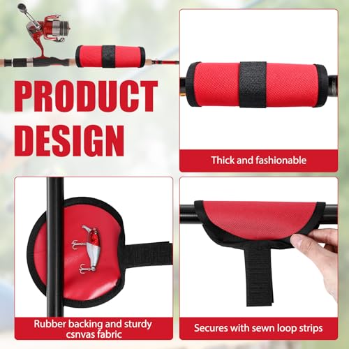 8 Pack Fishing Lure Covers，Lure Wraps for Fishing Rod，Fishing Hook Bait Covers - color: red