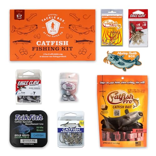 Mystery Tackle Box Catfish Fishing Kit - 5-7 Baits for Catfish - Includes Decal