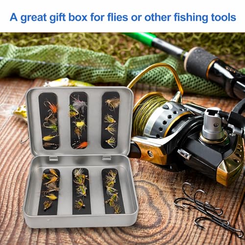 Aventik Fishing Tackle Tin Box Fish Tools Gift 3 Pack or 6 Pack Metal Storage Case for Fishing Hooks Lures Wet & Dry Flies Storage Tackle Organizer for Anglers and Outdoor Travel（three magnetinsert) - style: 3pc with magnet insert