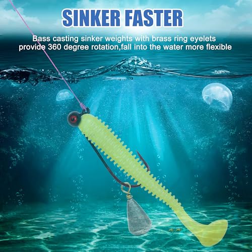 Bass Casting Sinkers Fishing Weights - 20/30pcs Bell Sinkers Drop Shot Weights with Brass Swivels for Saltwater & Freshwater - style: 3/4oz 20pcs
