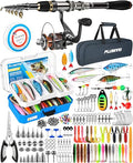 PLUSINNO Fishing Rod, Telescopic Fishing Rod and Reel Combo, Collapsible Travel Fishing Pole Rod Starter Kit, Carbon Fiber Fishing Rods and 12 +1 Bearings Stainless Steel, Fishing Gifts for Men Adults - color: Full Kit with Fishing Tackle Box, size: 2.1m