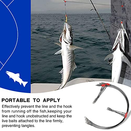 YOTO Fishing Leaders,Stainless Steel Tackle Rig with Tackle Lure Swivels Snaps, Saltwater rig Wire Leader Fishing Leader Wire Bottom rigs for Saltwater - color: Black Fishing Leaders, style: 2arm-24pcs