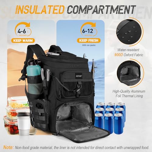 Goture Fishing Backpack with 4 Tackle Boxes, 900D Water-Resistant Tackle Backpack with Rod Holders,Insulated Cooler Compartment, 55L Large Capacity Fishing Gear Storage Bag for Saltwater & Freshwater - color: A3:black(4 Tackle Boxes Included)