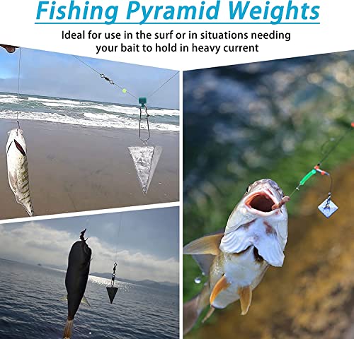 Pyramid Sinkers Fishing Weights Saltwater Pyramid Weights for Surf Fishing Gear Tackle 1oz 2oz 3oz 4oz 5oz 6oz 8oz - style: Mixed (4+5+6+8oz)kit, 4 Pack