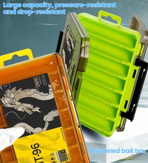 Waterproof Fishing Tackle Box with Dividers & Tray | Organized Tackle Storage for Fishing Gear-Black - color: Black, size: Large