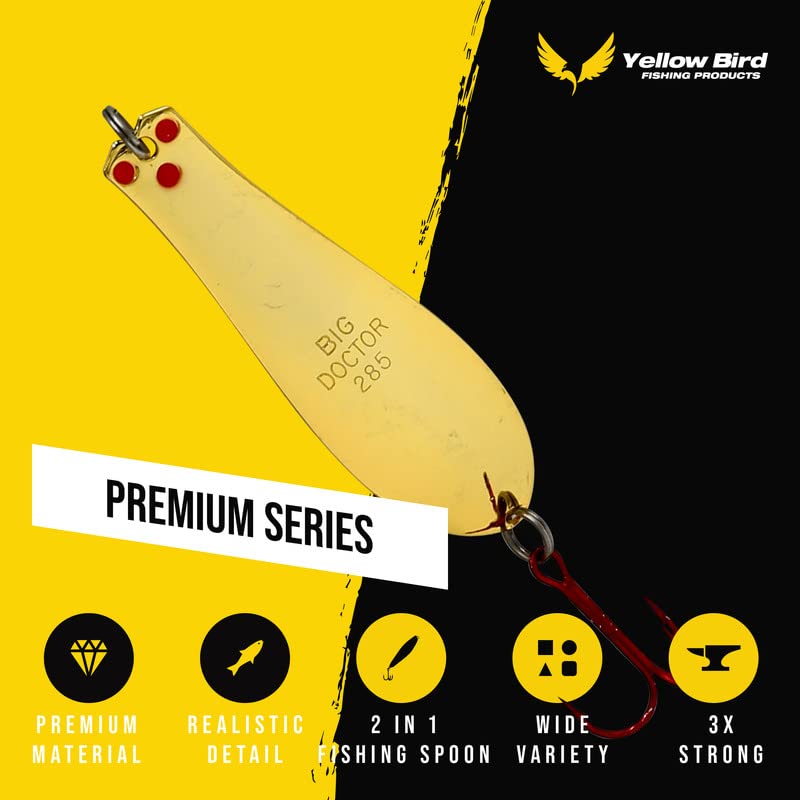 Doctor Spoons Fishing Lures Series - Made in USA - Saltwater & Freshwater - Eagle Claw Hook - Walleye, Bass, Northern, Pike, Salmon, Trout, Striper - Casting, Jigging, Trolling, 3 Pack - color: Gold, size: 1 7/8" | 1/4 oz