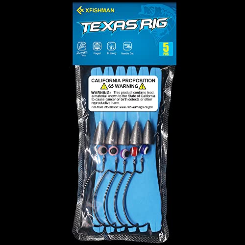 Texas-Rigs-for-Bass-Fishing-Leaders-with-Weights-Hooks-Rigged-Line-Kit - size: #1 Hooks-3/16 oz Weight-5pcs