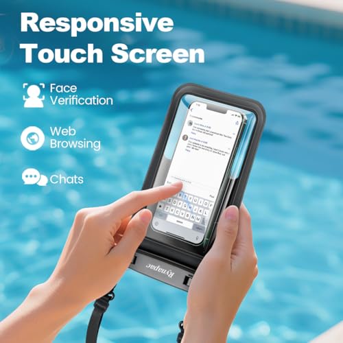 Rynapac Large Waterproof Phone Pouch [Up to 8.5"] - 2 Pack IPX8 Waterproof Phone Case for iPhone 17 16 15 Pro Max Galaxy S26 Ultra, Touchscreen & Underwater Photography, Beach Cruise Essentials 2026 - color: [Black + Pink] Large Waterproof Phone Pouch, si