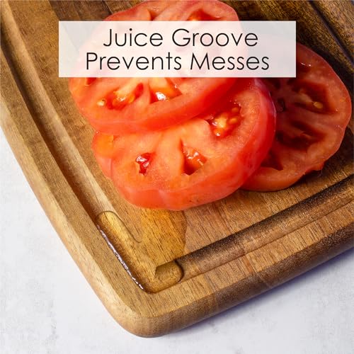 TB Home Acacia Wood Cutting Board with Juice Groove, 15-3/4" x 7-7/8"