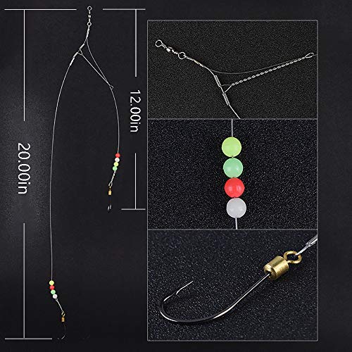 Dyxssm Fishing Hooks with Leader Rigging, Fishing Hook Line Stainless Steel Fishing Rigs Wire and Rig Hooks - size: 8#, style: Style-a: 2 Hooks Rig