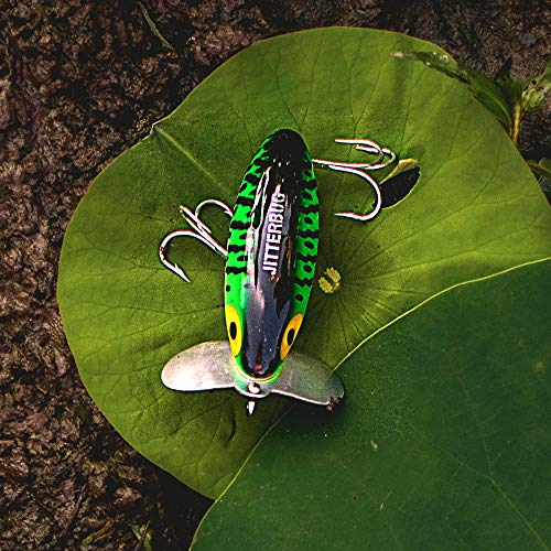 Arbogast Jitterbug Topwater Bass Fishing Lure - Excellent for Night Fishing - color: Fire Tiger, size: 2 1/2" 3/8 oz