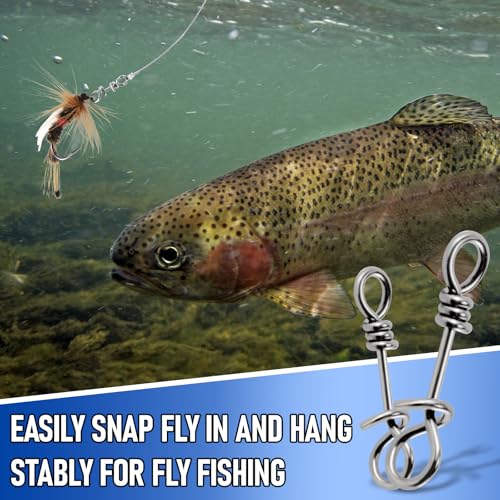 Alwonder 150-Pack Fly Fishing Snaps Twist Clips, 3/5 Sizes Stainless Steel Quick Change Lure Snaps No Knot Clip Quick Snap Fast Snap Lure Connector for Jigs Lures Fishing Clips Swivels Terminal Tackle - color: 150-Pack Twist Clips-3 Sizes(S, M, L)-Silver
