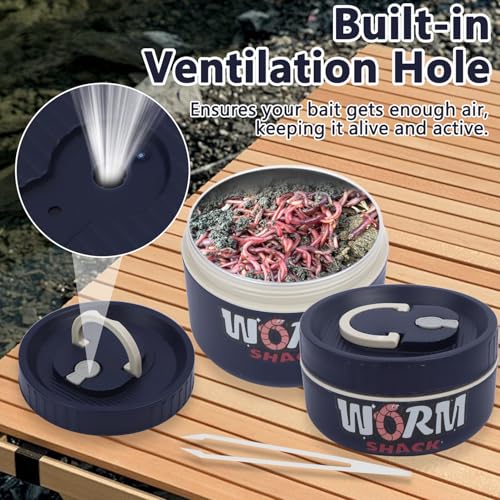 2Pcs Live Bait Storage,Fishing Bait Container, Stainless Steel Worm Storage Box, Nightcrawler Box, Bait Tank, Compact and Durable,Small and Portable, Keeps Bait Fresh and Alive - color: Blue