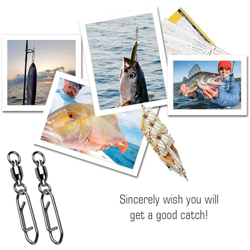 AMYSPORTS High Strength Snap Swivels Stainless Bearing Rolling Fishing Swivel Freshwater Snap Swivels Fishing Clip Steel Black Nickel - size: Size 7+XL (177lb) 50 pcs