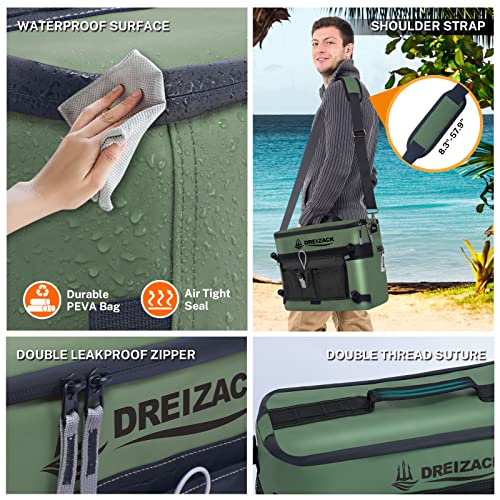 Dreizack Kayak Cooler Behind Seat, Waterproof Cooler for Kayaking,Paddle Board Cooler Compatible with Lawn-Chair Seat Kayak Accessories Cooler Bag Kayak Cooler Tow Behind for Camping Fishing - color: Green