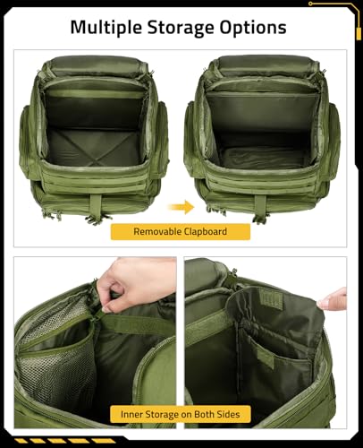 CVLIFE Tactical Range Backpack with Removable Divider, Gun Cases Bag with 4 Pistol Carrying Cases, Rucksack for Shooting (Army Green, Medium) - color: Army Green