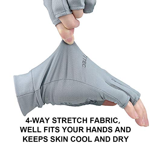 Unisex UV Protective Fingerless Gloves UPF 50+ Summer Sun Glove for Outdoor Fishing Cycling Hiking Driving Kayaking - color: Grey, size: Small