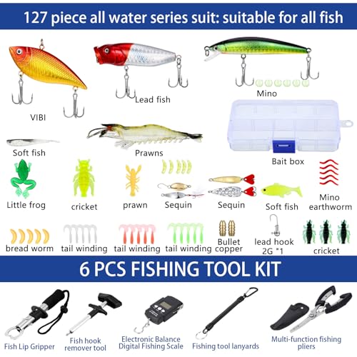 Sosation 482 Pcs Fishing Sling Tackle Bag Set Fish Tackle Box Backpack Storage Fishing Gear and Equipment Included Fish Hook Remover Tool Lures Lip Gripper, Gift for Men - color: Military Green