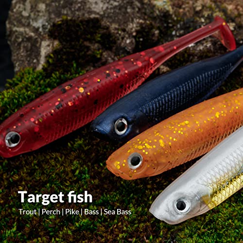 QualyQualy Soft Plastic Swimbait Paddle Tail Shad Lure Soft Bass Shad Bait Minnow Paddle Tail Swim Bait for Bass Trout Walleye Crappie - 2.75in, 3.14in, 3.94in, 5in - color: 11#, size: 2.75in - 6Pcs