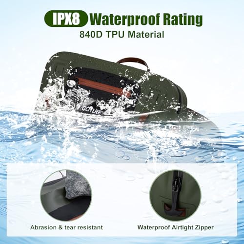 Goture Waterproof Fishing Waist Pack,IPX8 840D TPU Large Tackle Bag with Rod Holder,Airtight Zipper Closure,Detachable Water Bottle Holder, 10L Fly Fishing Bag with Adjustable Strap,Sling Fanny Pack - color: B3:10L Waterproof Tackle Bag
