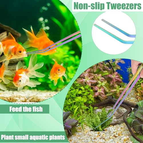 Aquarium Aquascape Tools Kit, 4 in 1 Anti-Rust Aquatic Plant Aquascaping Tool Stainless Steel Black Tweezers Scissors Spatula for Aquarium Tank Clean Fish Tank Aquascape Accessories Set - color: Corlorful