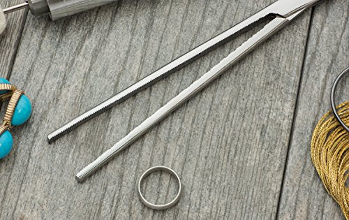 SE 16-Inch Stainless Steel Straight Forceps - Self-Locking, Serrated Tip for Precision Grip and Clamping - Perfect for Crafting, Fishing Tasks, Jewelry Making, and More! -615FS - size: 16", style: Straight