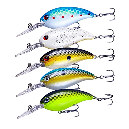 Crankbait Crank Bait Bass Fishing Lures, Square Bill Crank baits for Bass，Deep Diving Crankbaits，Fly Fishing Lures for Freshwater/Saltwater Trout Bass Snapper Walleye Crappie