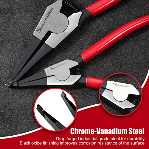 SPEEDWOX 2 Pcs Special Ring Retaining Ring Pliers Set Lock Ring Pliers Flat for Removing Installing Gearshift Locking Rings Angle Tip Circlip Plier Automobile Transmission Clutch Tool Fathers Day Gift - style: 8"&11"